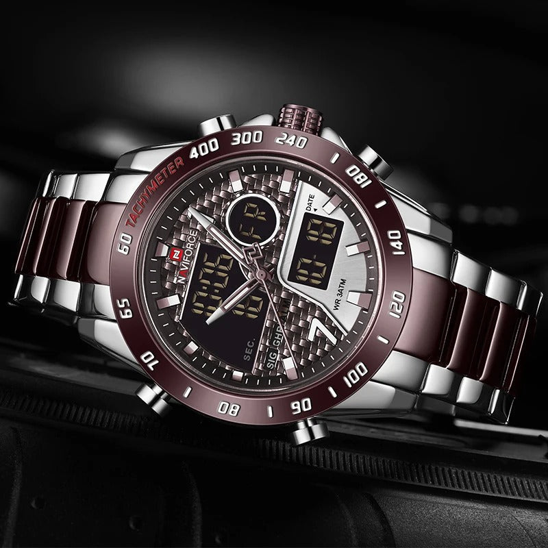 Luxury Military Sport Watch – Steel Strap Quartz Digital Wristwatch